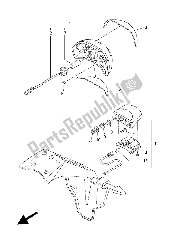 Alle onderdelen voor de Achterlicht van de Yamaha FZ8 NA 800 2014