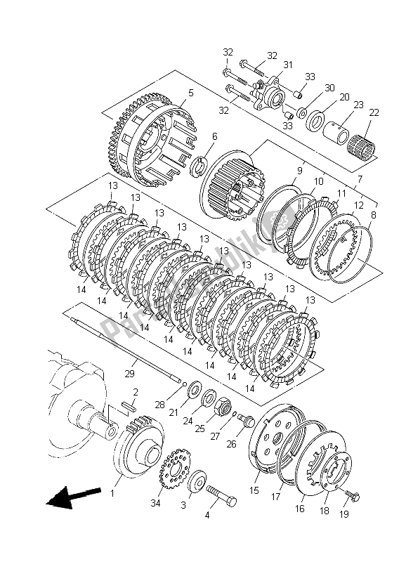 All parts for the Clutch of the Yamaha XV 1900A Midnighst Star 2009