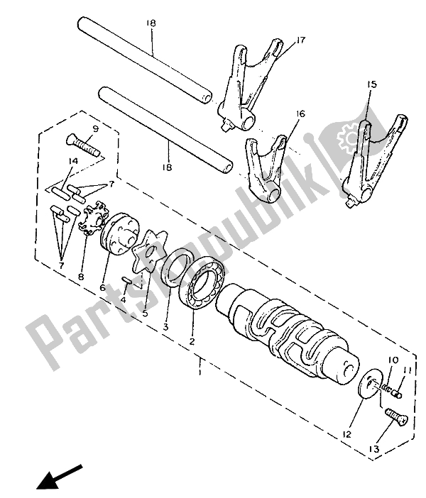 Toutes les pièces pour le Came Et Fourchette De Changement De Vitesse du Yamaha XVZ 13 TD Venture Royal 1300 1990