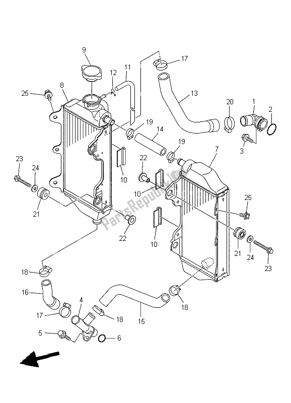 All parts for the Radiator & Hose of the Yamaha YZ 450F 2010