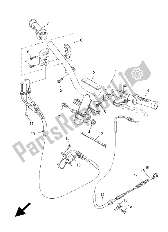 All parts for the Steering Handle & Cable of the Yamaha XC 125E Vity 2009