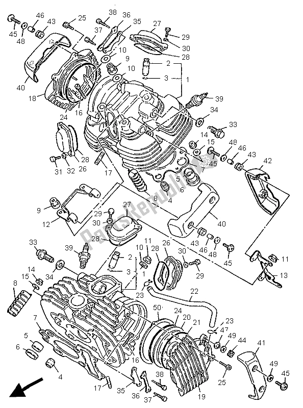 All parts for the Cylinder Head of the Yamaha XV 535 S Virago 1995