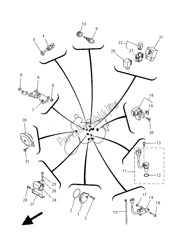 All parts for the Electrical 2 of the Yamaha XT 660R 2014