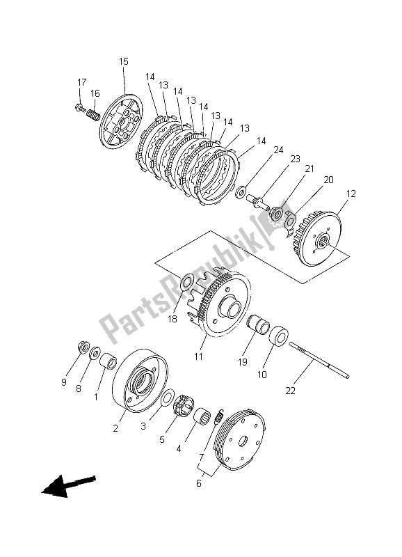 Alle onderdelen voor de Koppeling van de Yamaha TT R 90 2004