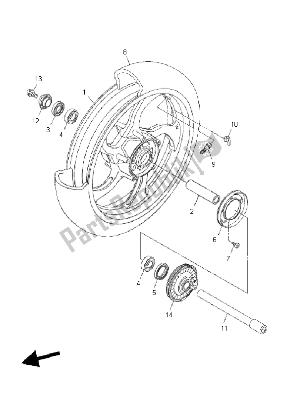 Wszystkie części do Przednie Ko? O Yamaha VMX 17 1700 2011