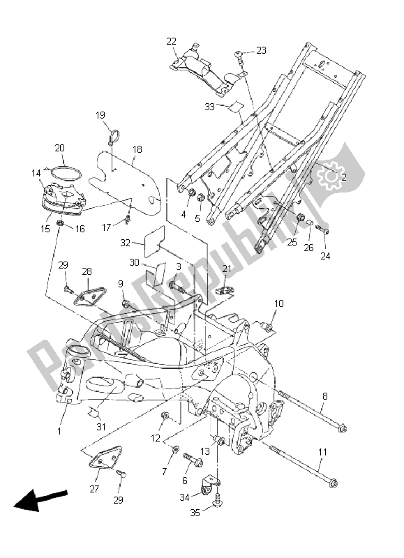 All parts for the Frame of the Yamaha FZ1 SA Fazer 1000 2008