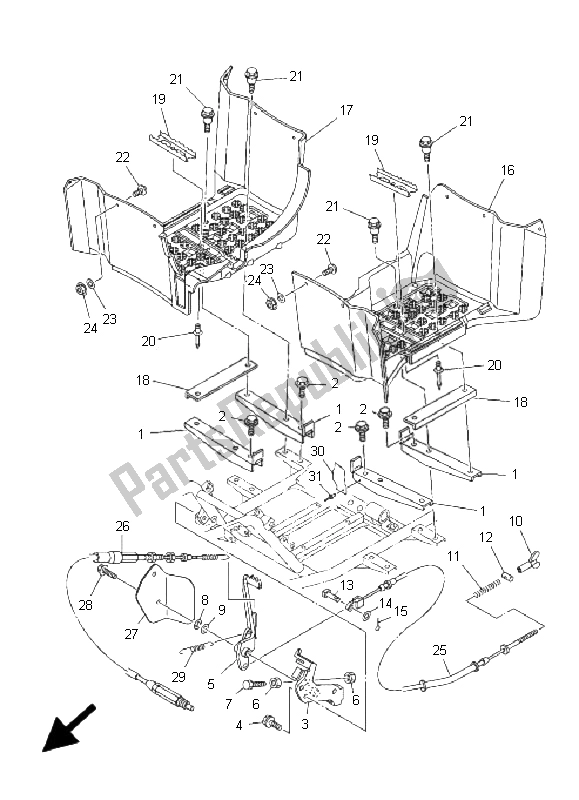 Toutes les pièces pour le Support Et Repose-pieds du Yamaha YFM 350 Grizzly 2X4 2009