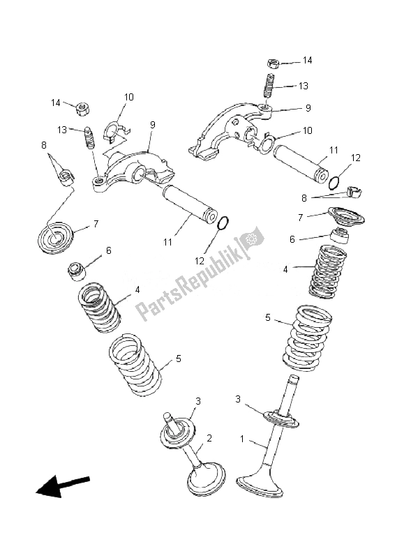 All parts for the Valve of the Yamaha YFM 350F Grizzly 4X4 2010