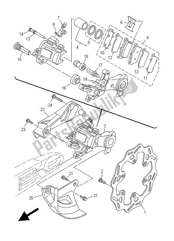 Wszystkie części do Zacisk Hamulca Tylnego Yamaha YZ 250 FX 2015