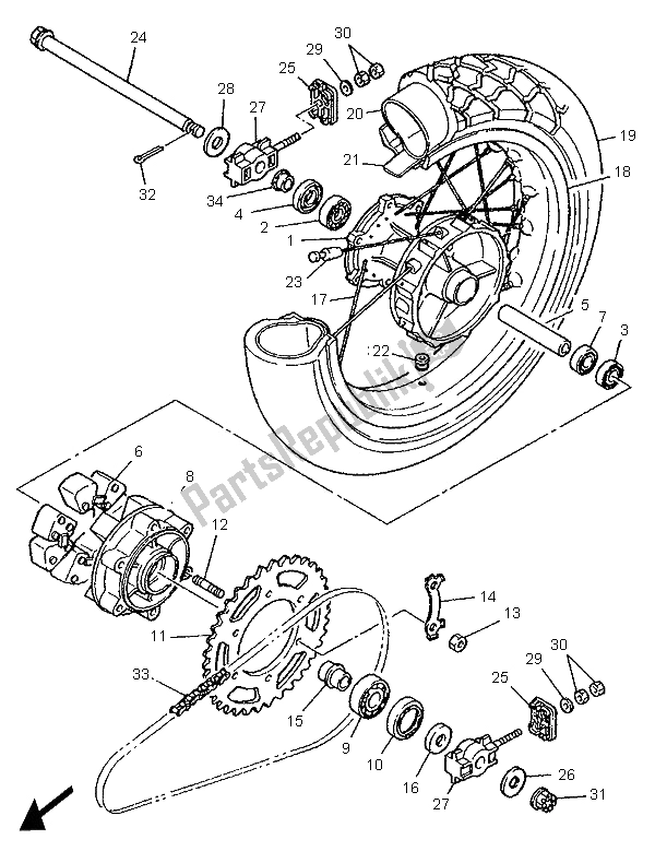 All parts for the Rear Wheel of the Yamaha XTZ 750 Super Tenere 1995