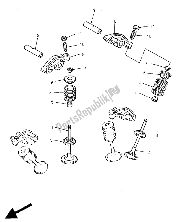 All parts for the Valve of the Yamaha XVS 650 Dragstar 1998 All parts for the Valve of the Yamaha XVS 650 Dragstar 1998