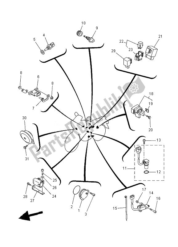 Toutes les pièces pour le électrique 2 du Yamaha XT 660X 2010