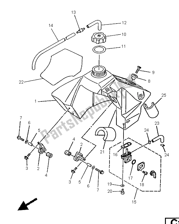 All parts for the Fuel Tank of the Yamaha YZ 80 LW 1996