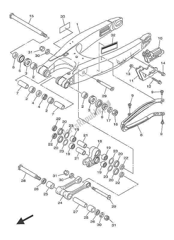 Todas las partes para Brazo Trasero de Yamaha YZ 250 FX 2016