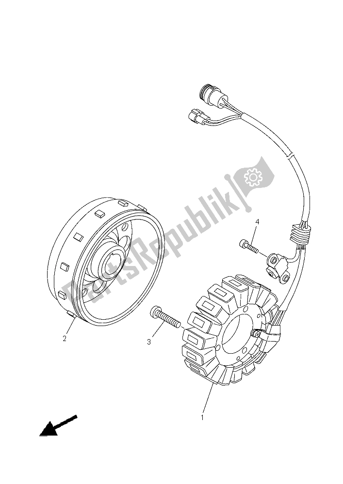 All parts for the Generator of the Yamaha YFM 700R Yamaha Black 2015