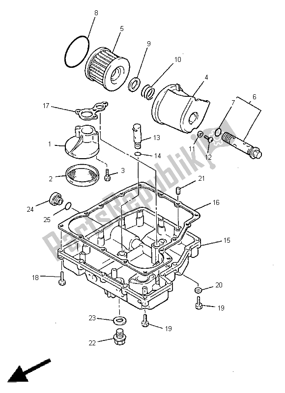 All parts for the Oil Cleaner of the Yamaha XJR 1200 SP 1998