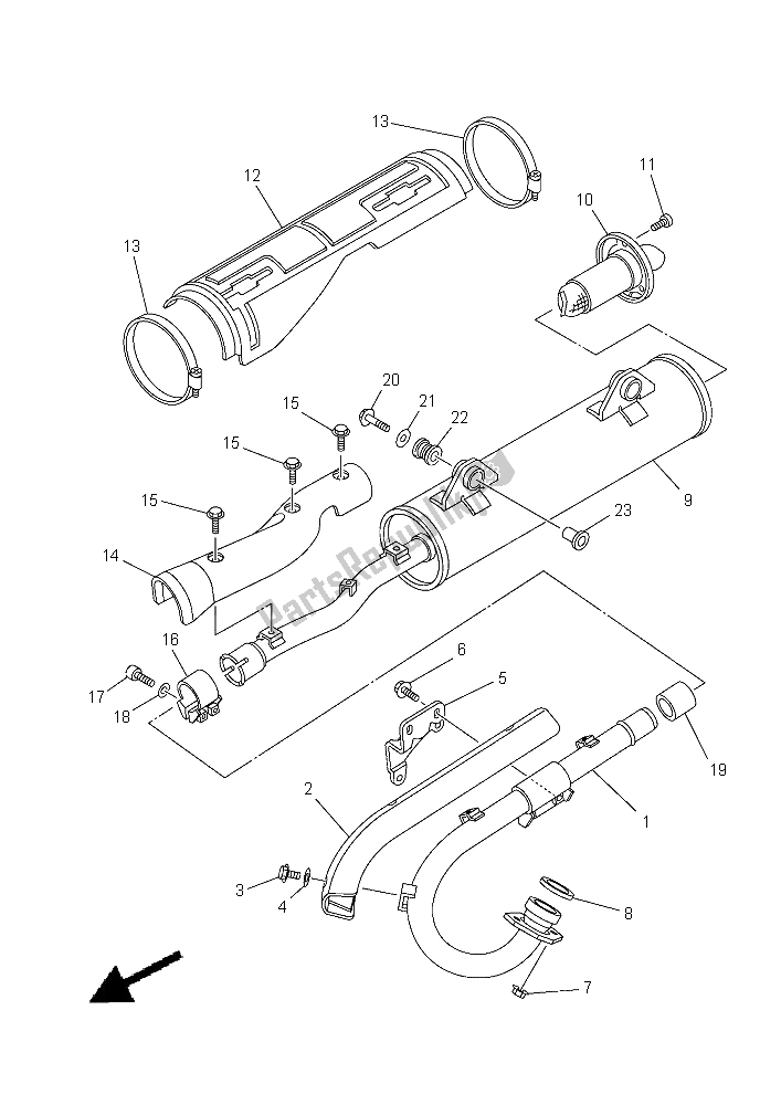 All parts for the Exhaust of the Yamaha YFM 450 Fwad IRS Grizzly 4X4 Yamaha Black 2015