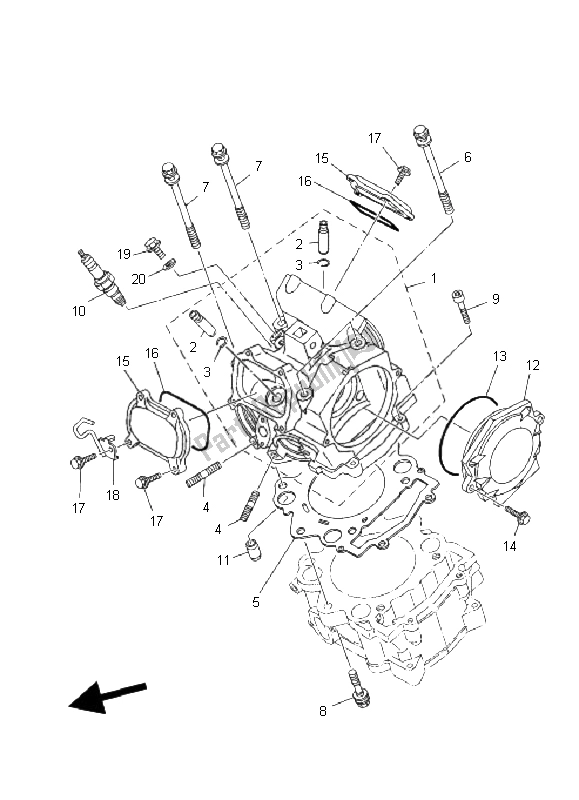 Alle onderdelen voor de Cilinderkop van de Yamaha YFM 700R 2008