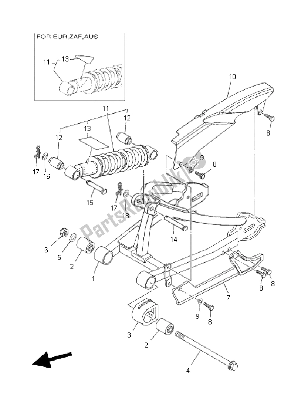 All parts for the Rear Arm & Suspension of the Yamaha TT R 110E 2011