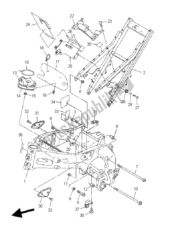 Tutte le parti per il Telaio del Yamaha FZ1 S Fazer 1000 2007