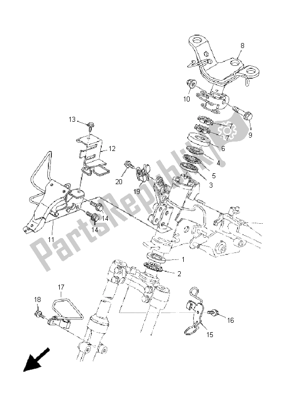All parts for the Steering of the Yamaha T 135 FI Crypton X 2009