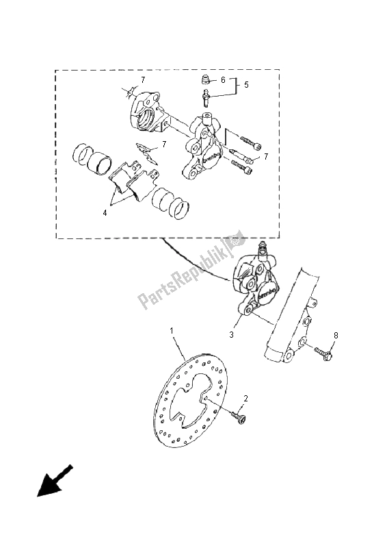 All parts for the Front Brake Caliper of the Yamaha YN 50F 4T Neos 2009