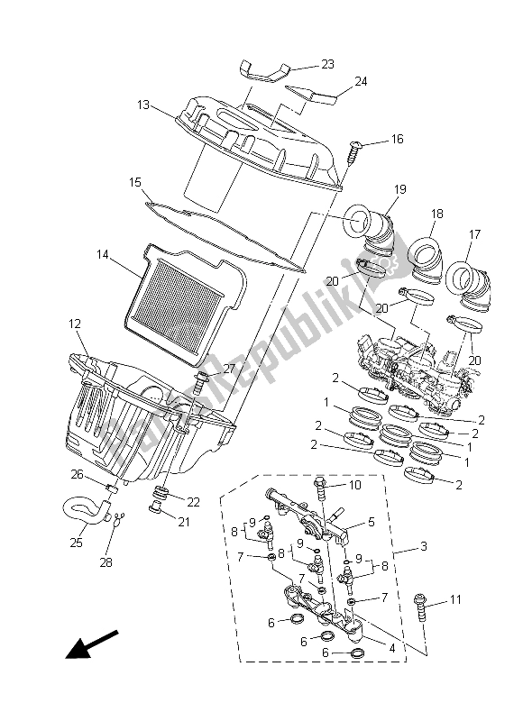 All parts for the Intake 2 of the Yamaha MT 09A 900 2015