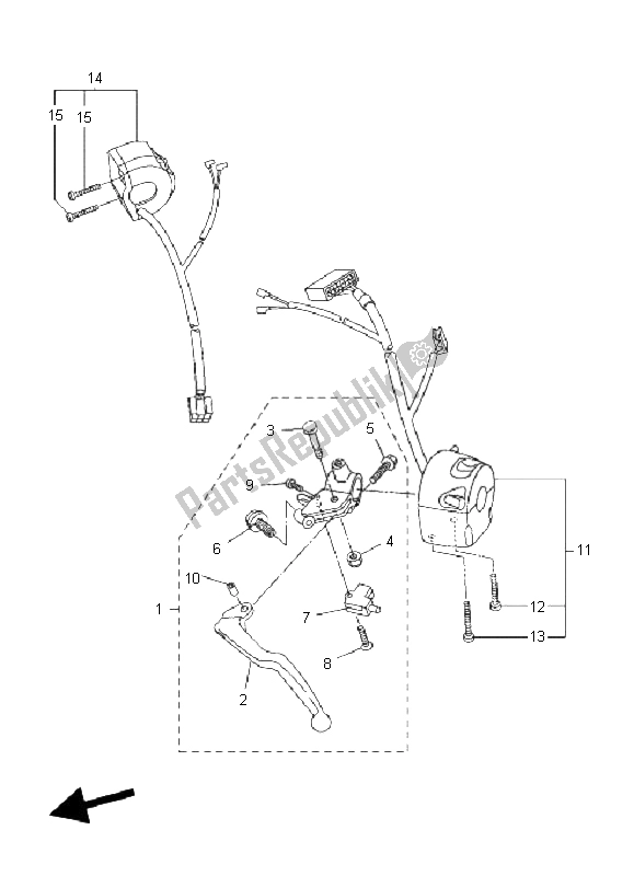 All parts for the Handle Switch & Lever of the Yamaha FZ1 N Fazer 1000 2009