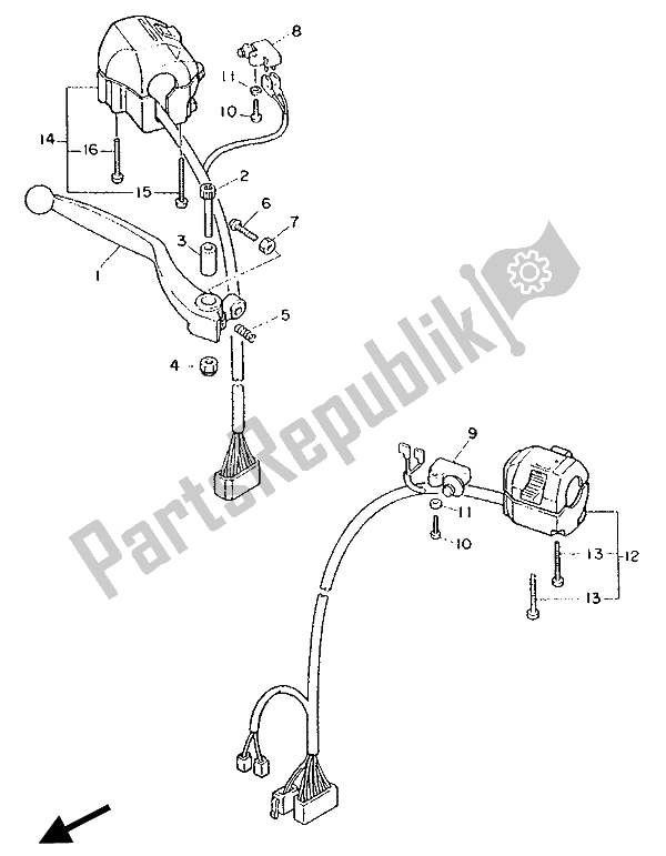 Todas las partes para Interruptor De Palanca Y Palanca de Yamaha FZ 750 Genesis 1990