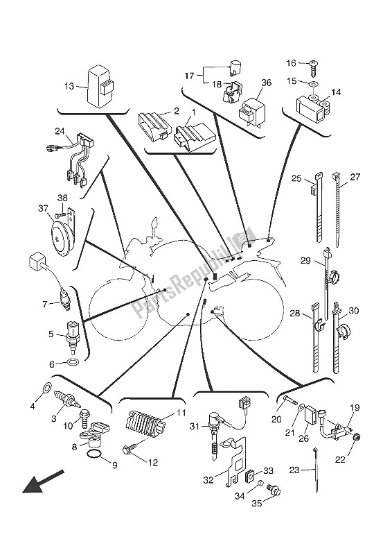 All parts for the Electrical 2 of the Yamaha MT 125A 2016