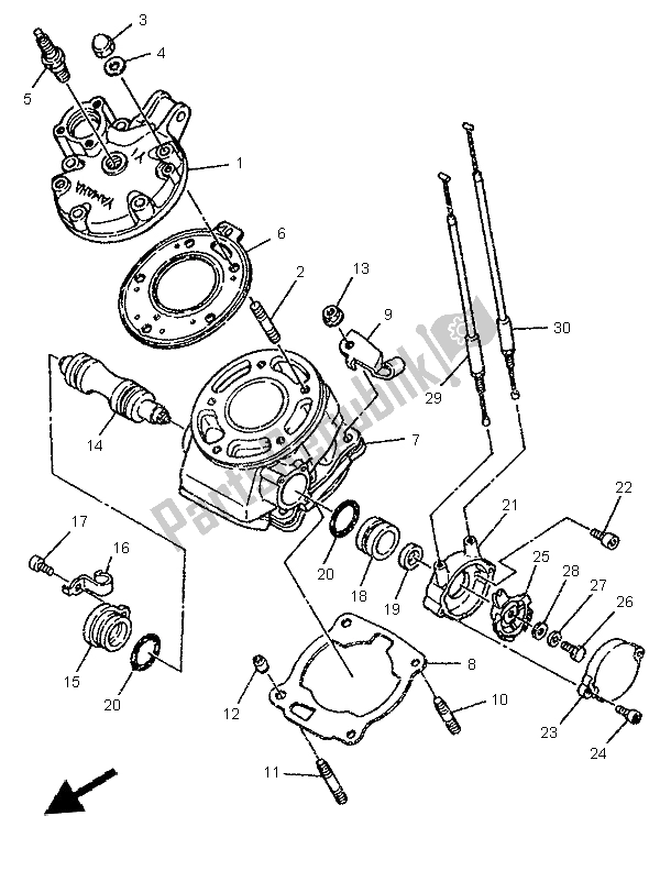 All parts for the Cylinder of the Yamaha DT 125R 1997