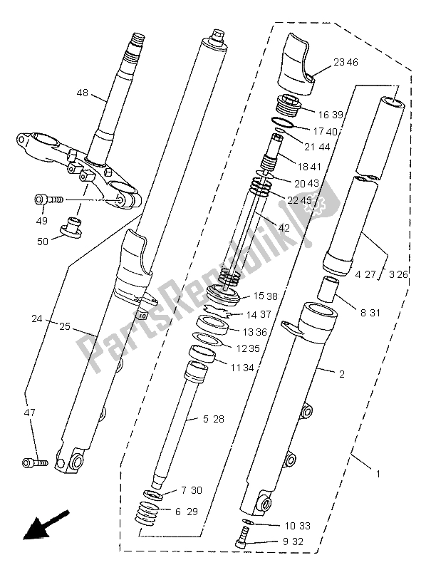 Todas las partes para Tenedor Frontal de Yamaha TDM 850 1997