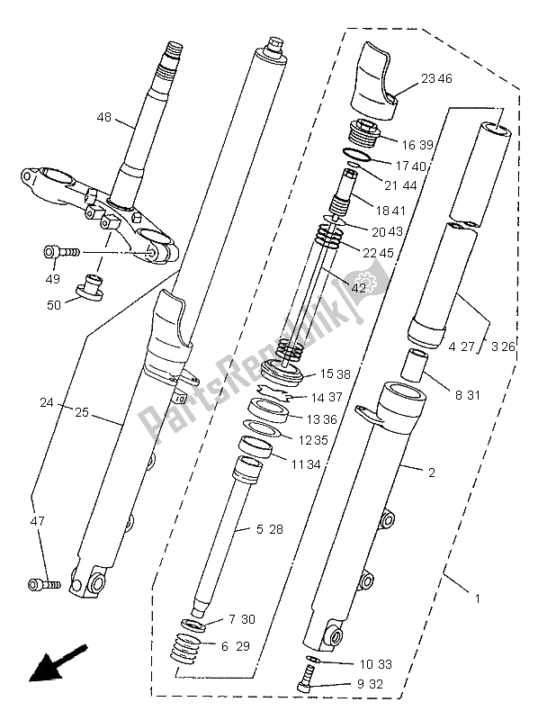 Wszystkie części do Przedni Widelec Yamaha TDM 850 1997