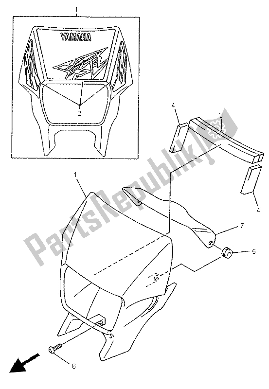 All parts for the Cowling 1 of the Yamaha XT 600E 1997