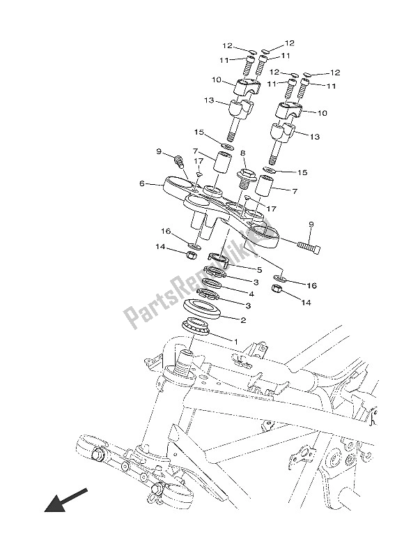 All parts for the Steering of the Yamaha MT 03A 660 2016