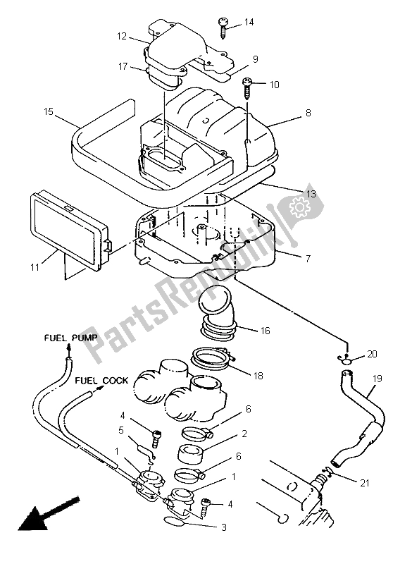 All parts for the Intake of the Yamaha TRX 850 1998