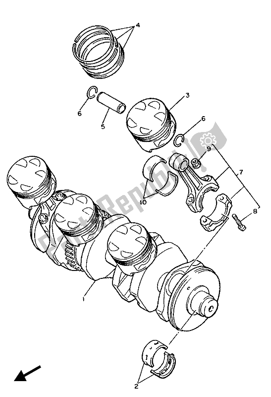 Todas las partes para Cigüeñal Y Pistón de Yamaha FZR 1000 1987