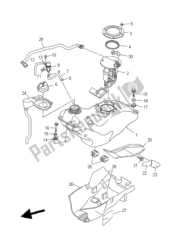 Tutte le parti per il Serbatoio Di Carburante del Yamaha YFM 700F Grizzly FI EPS 4X4 2010