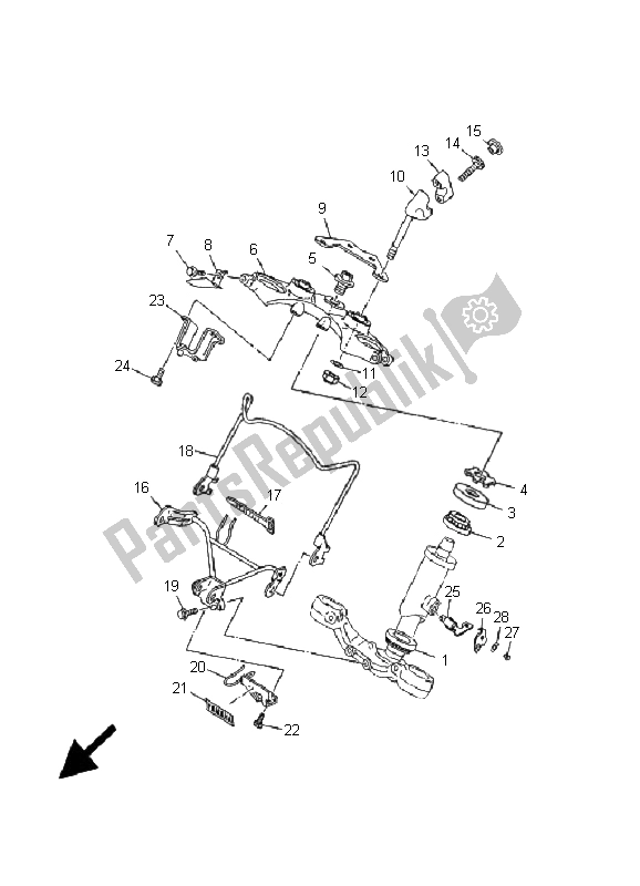 All parts for the Steering of the Yamaha XV 535 Virago 25 KW 2001