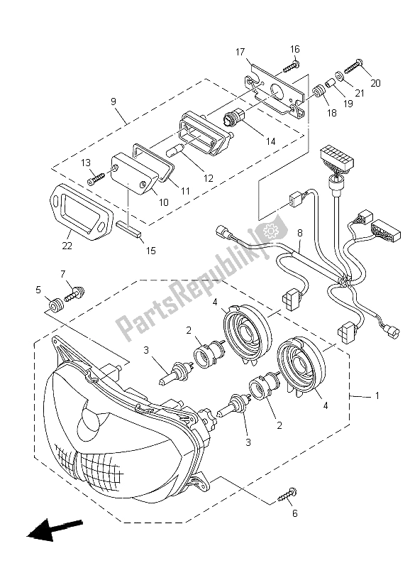 Todas las partes para Faro de Yamaha TDM 900A 2009