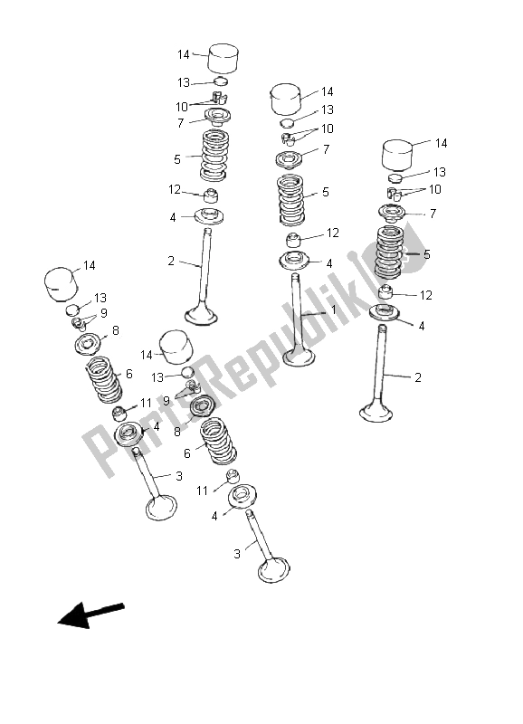 All parts for the Valve of the Yamaha YFZ 450 2005