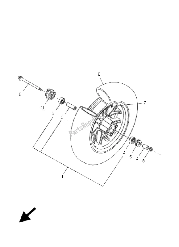 All parts for the Front Wheel of the Yamaha CW 50 BWS 2007