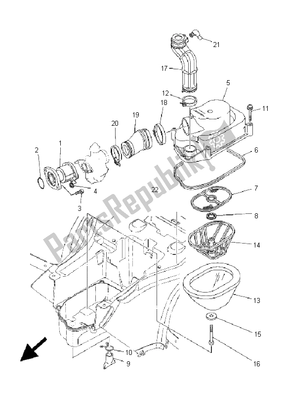 All parts for the Intake of the Yamaha YFM 125 Grizzly 2008