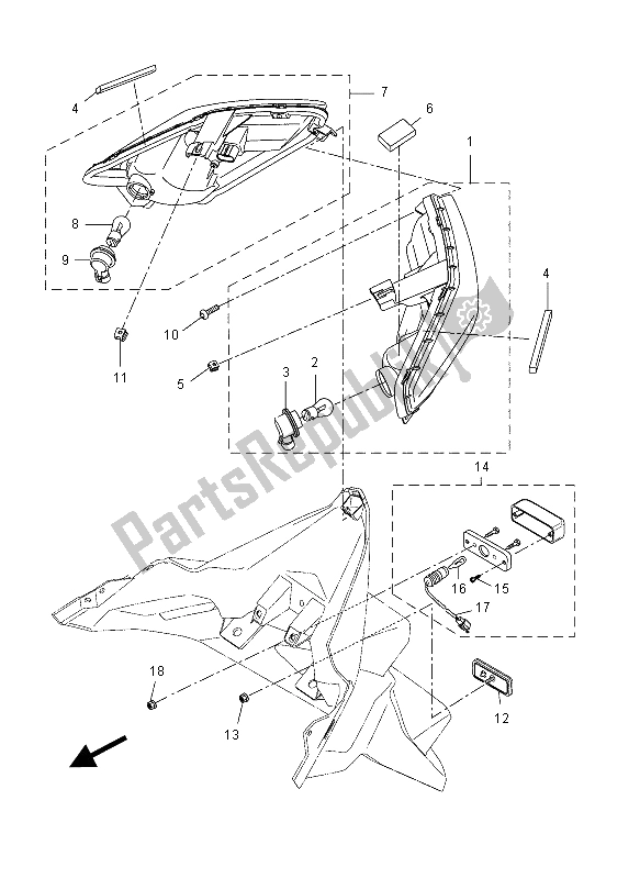 Todas las partes para Luz De La Cola de Yamaha YP 125R 2015