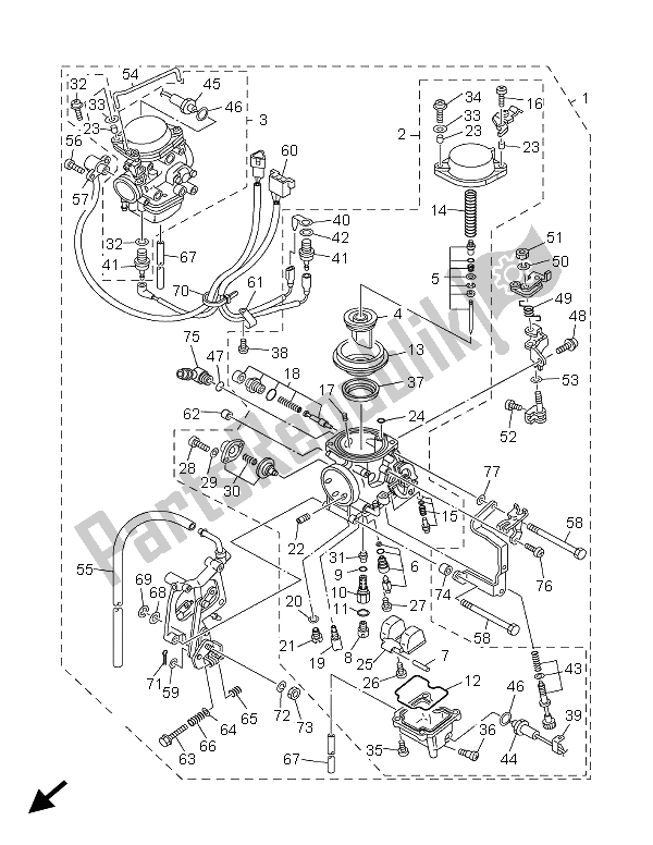 All parts for the Carburetor of the Yamaha BT 1100 Bulldog 2005