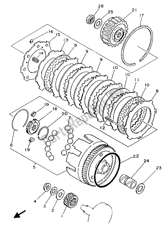 Toutes les pièces pour le Embrayage du Yamaha PW 80 1986