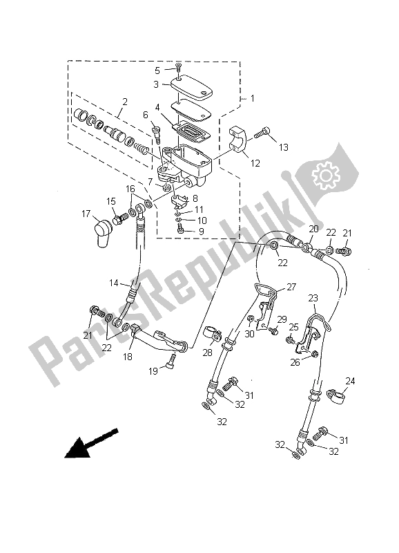 All parts for the Front Master Cylinder of the Yamaha XV 1600A Wildstar 2000