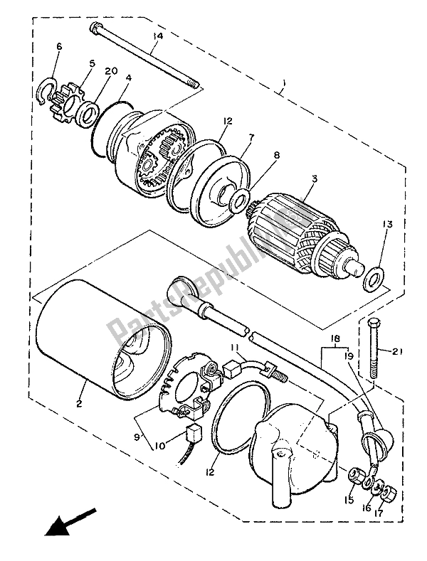 Toutes les pièces pour le Demarreur du Yamaha XJ 900 1986