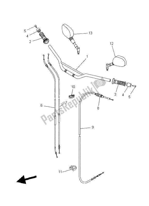 Alle onderdelen voor de Stuurhendel En Kabel van de Yamaha XT 660R 2009