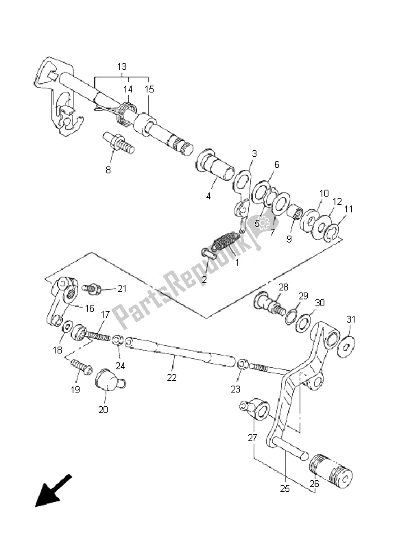 All parts for the Shift Shaft of the Yamaha FJR 1300A 2010